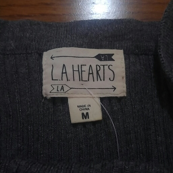 L.A. HEARTS Grey Ribbed Cropped Tank - Picture 3 of 4
